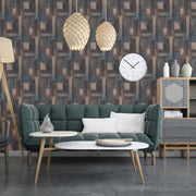 DUTCH WALLCOVERINGS DUTCH WALLCOVERINGS Behang Wood blauw en bruin - afbeelding 3