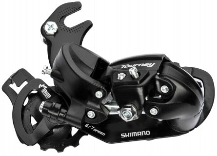 Tourney TY300 achterderailleur 6 7-speed met haak zwart