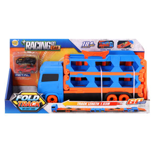 Overige merken pop-up auto transporter + 2 die-cast voertuigen