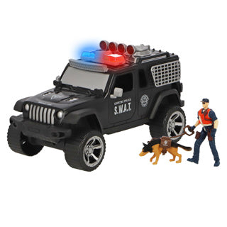 Otto simon politieauto met licht en geluid, politieagent, politiehond en accessoires