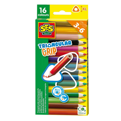 Ses creative ses driehoek grip kleurpotloden, 16st.