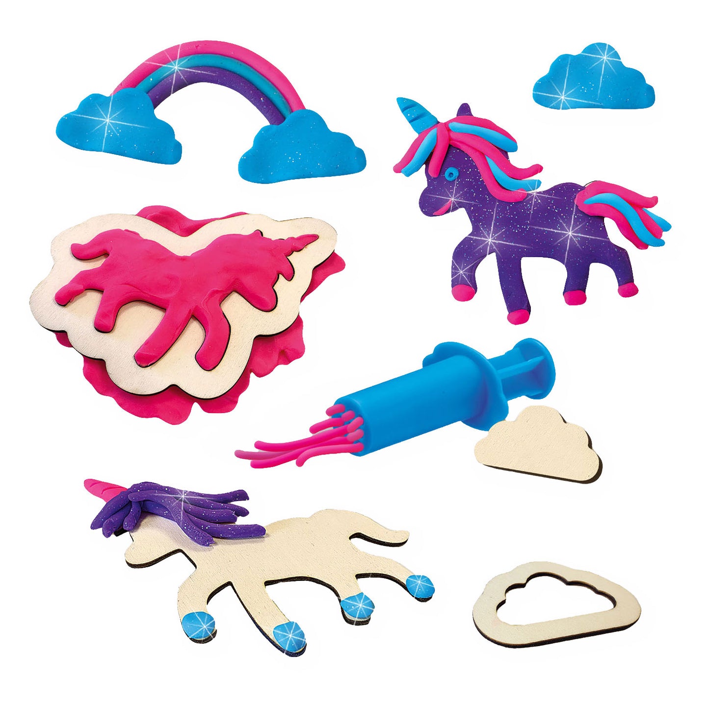 Ses klei - unicorns neon glitter- speelset van boetseerklei
