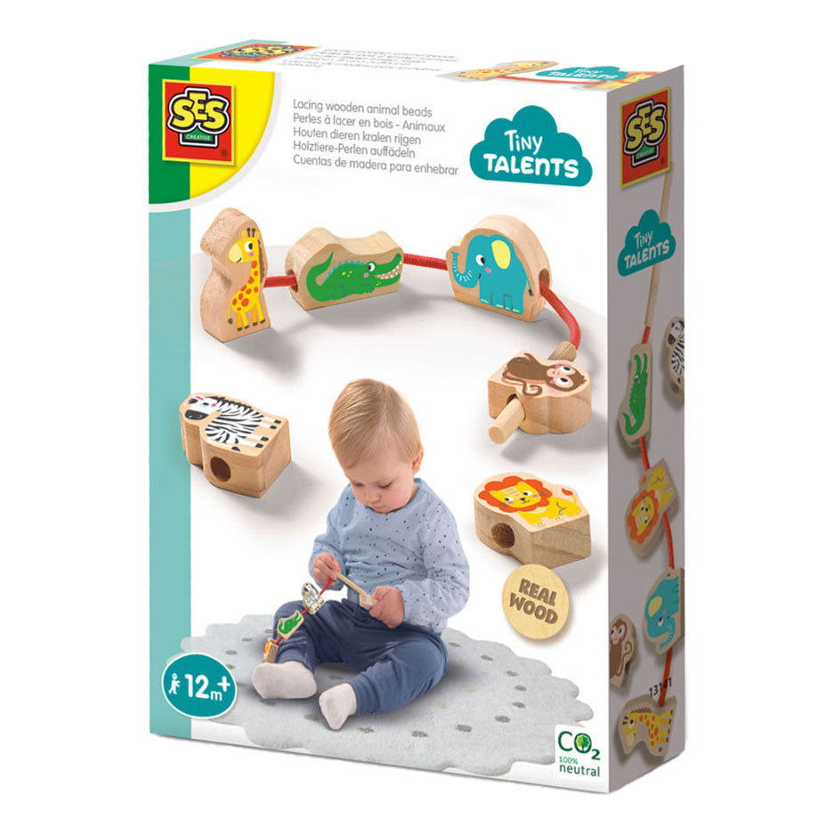 Ses tiny talents houten dierenkralen rijgen