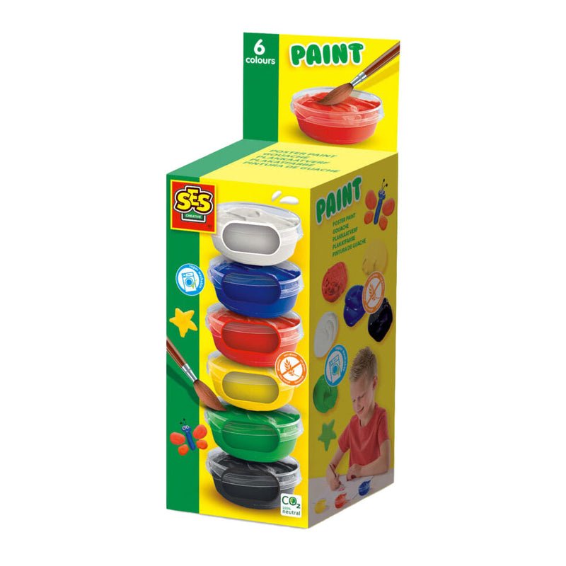 Ses plakkaatverf, 6x45ml