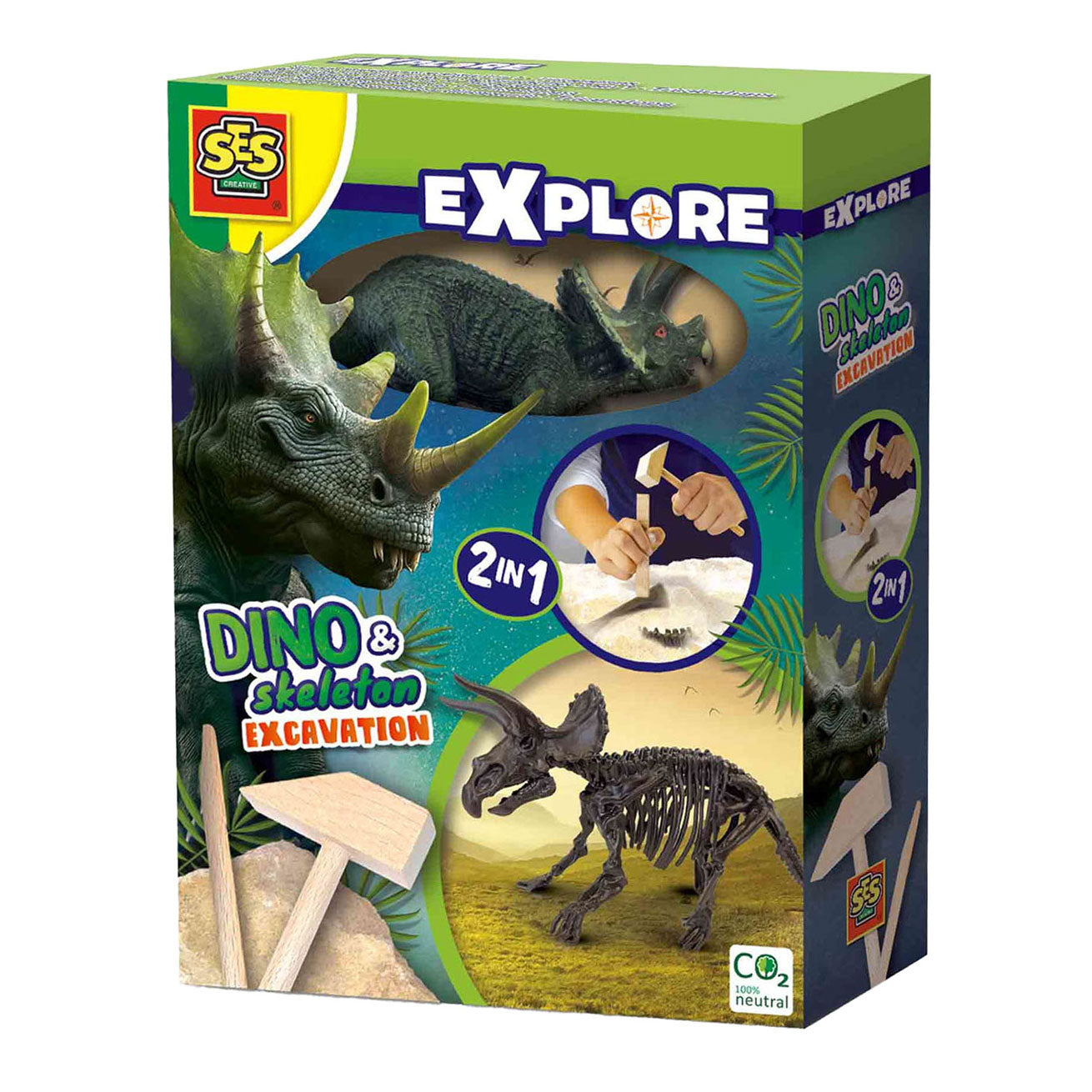 Ses explore dino en skelet opgraven 2in1 - triceratops