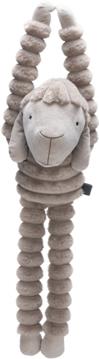 Designed by lotte reza hondenknuffel hang schaap - hondenspeeltjes - dikke ribstof - beige - 62x21x17 cm