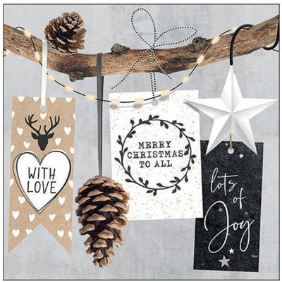 Ambiente servet 33cm christmas hangtags