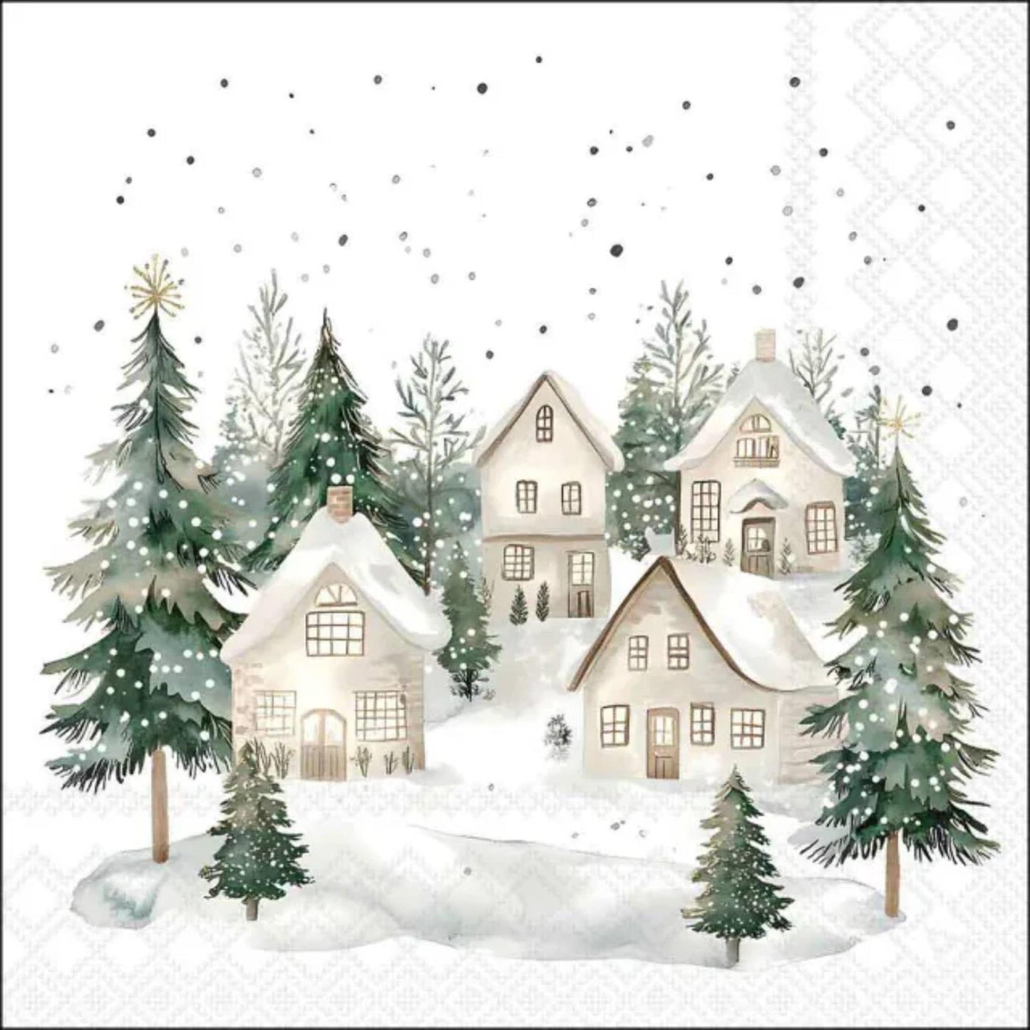 Ambiente servetten snowy houses 33x33cm papier fsc mix