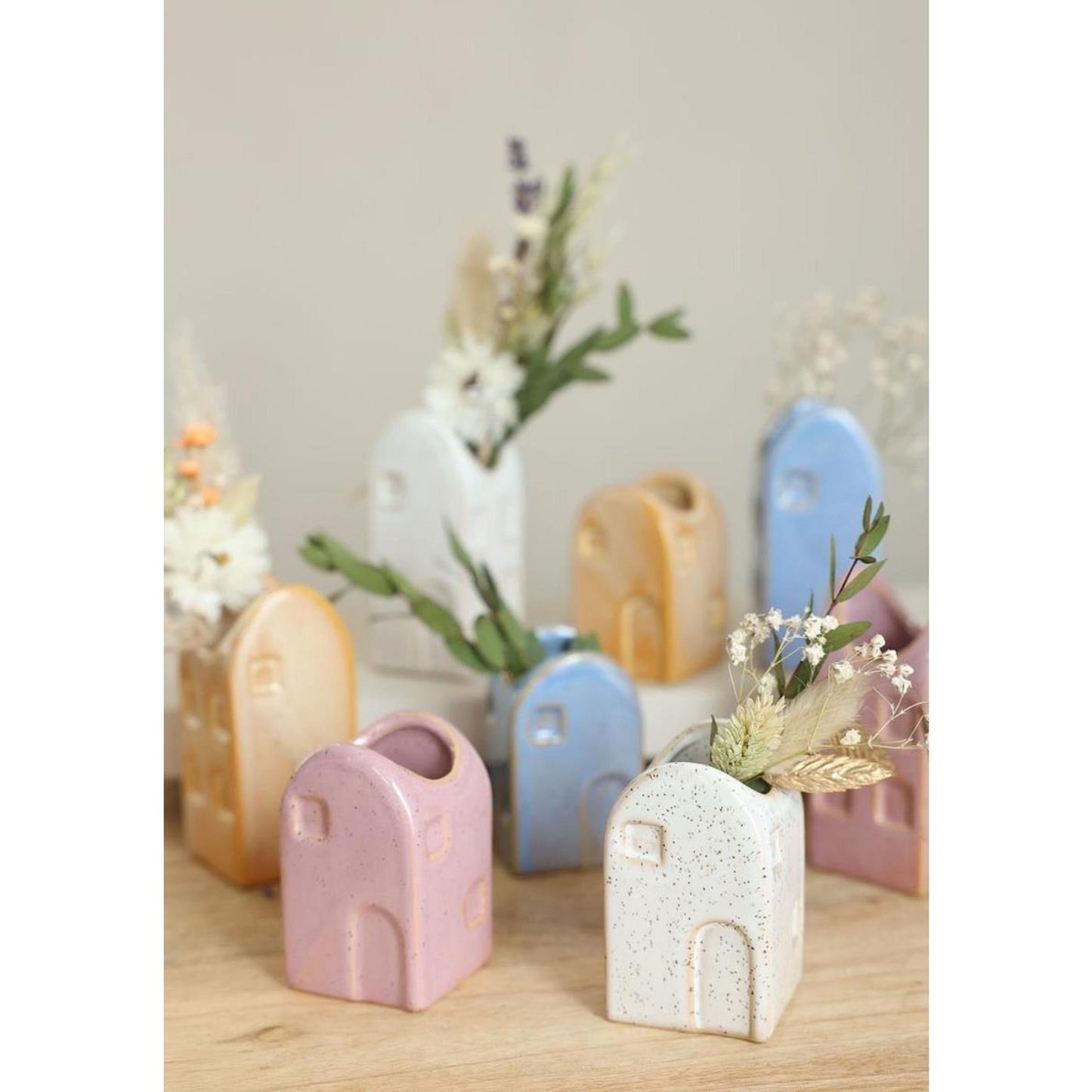 Ideas 4 seasons bloemenvaas huisje valarta s 4x4x6,5cm 4 assorti