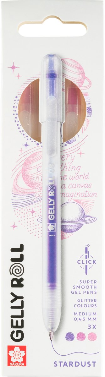 Sakura gelly roll retractable stardust set 3 (pink-roze-paars)