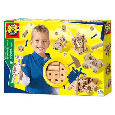 Ses houten knutselset