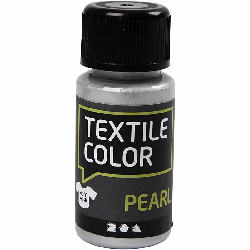 Creativ company textile color dekkende textielverf - zilver parelmoer, 50ml