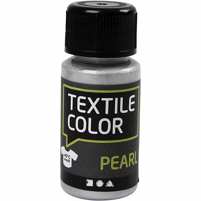 Creativ company textile color dekkende textielverf - zilver parelmoer, 50ml