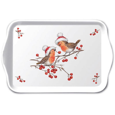 Ambiente tray 13x21cm christmas robins