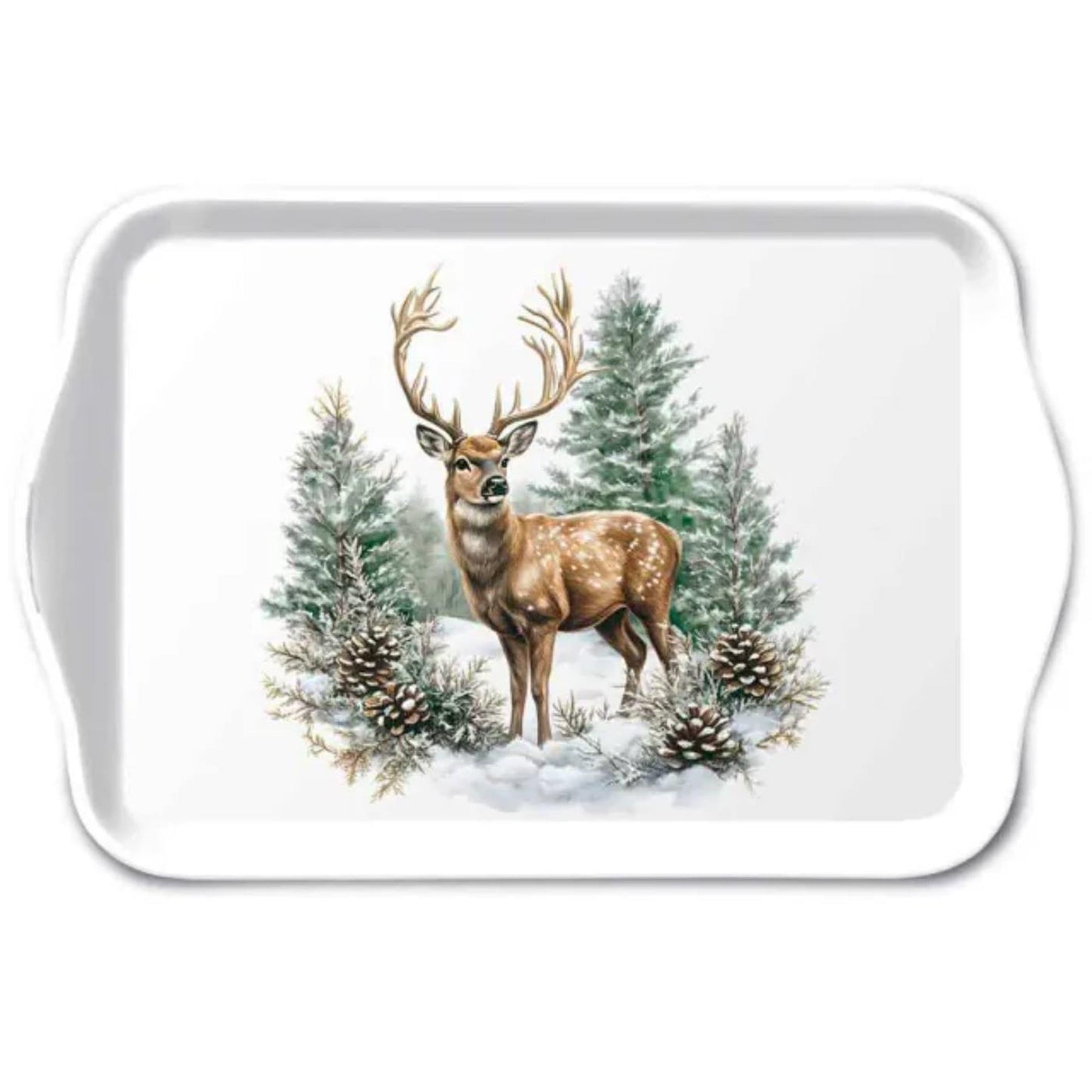 Ambiente dienblad winter stag melamine 13x21 cm white