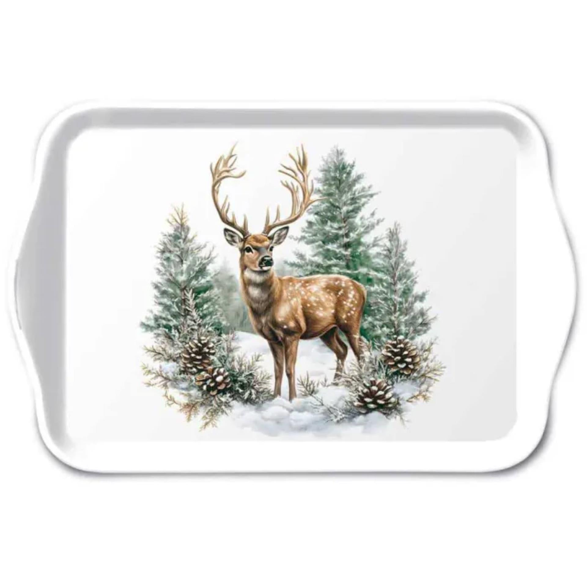 Ambiente dienblad winter stag melamine 13x21 cm white