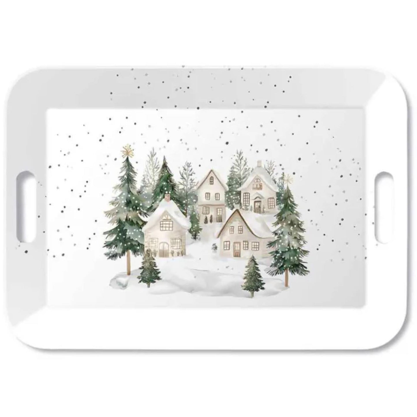 Ambiente dienblad melamine snowy houses 33x47 cm