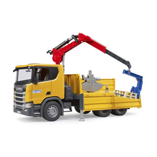 Bruder 3551 vrachtwagen scania super 560r bouwvrachtwagen met kraan en 2 pallets (nieuw 2023)