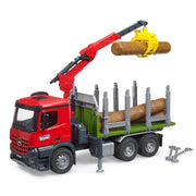 Bruder mercedez-benz arocs houtvrachtwagen met kraanarm en 3 boomstammen - afbeelding 1