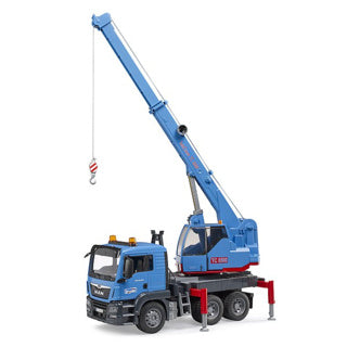 Bruder vrachtwagen man met kraan blauw