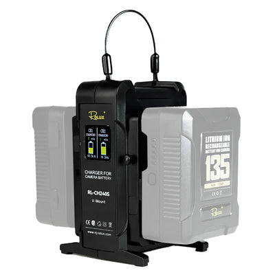 Rolux dubbele snellader rl-ch240s voor v-mount accu