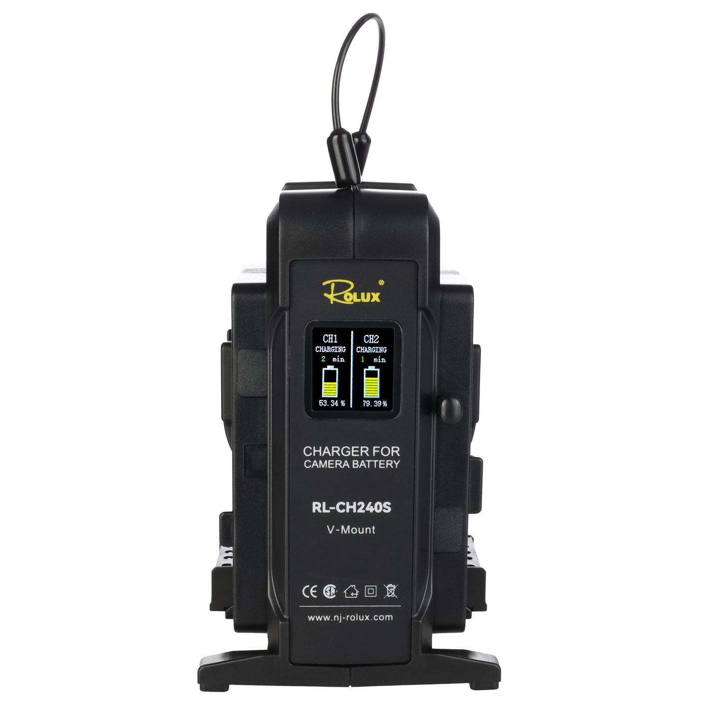 Rolux dubbele snellader rl-ch240s voor v-mount accu