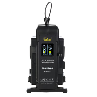 Rolux dubbele snellader rl-ch240s voor v-mount accu