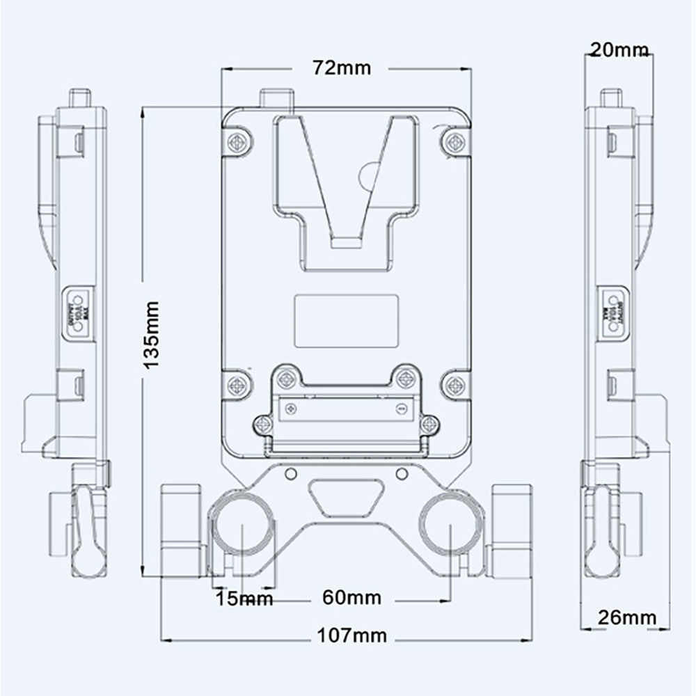 Rolux mini v-mount battery plate rl-ac13s