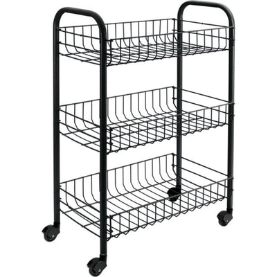 Metaltex tomado- siena keukentrolley met wielen 41x23x63 cm zwart