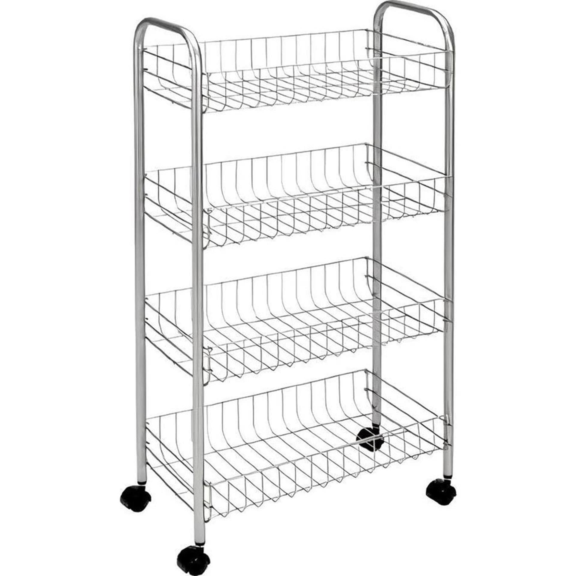 Metaltex voorraadwagen pisa 4 manden 41x23x84cm grijs