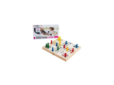 Longfield ludo opklapbaar hout – reisspel 30 x 30 cm – met opbergvak – klassiek familiespel voor 4 spelers – bordspel voor thuis onderweg – engelhart