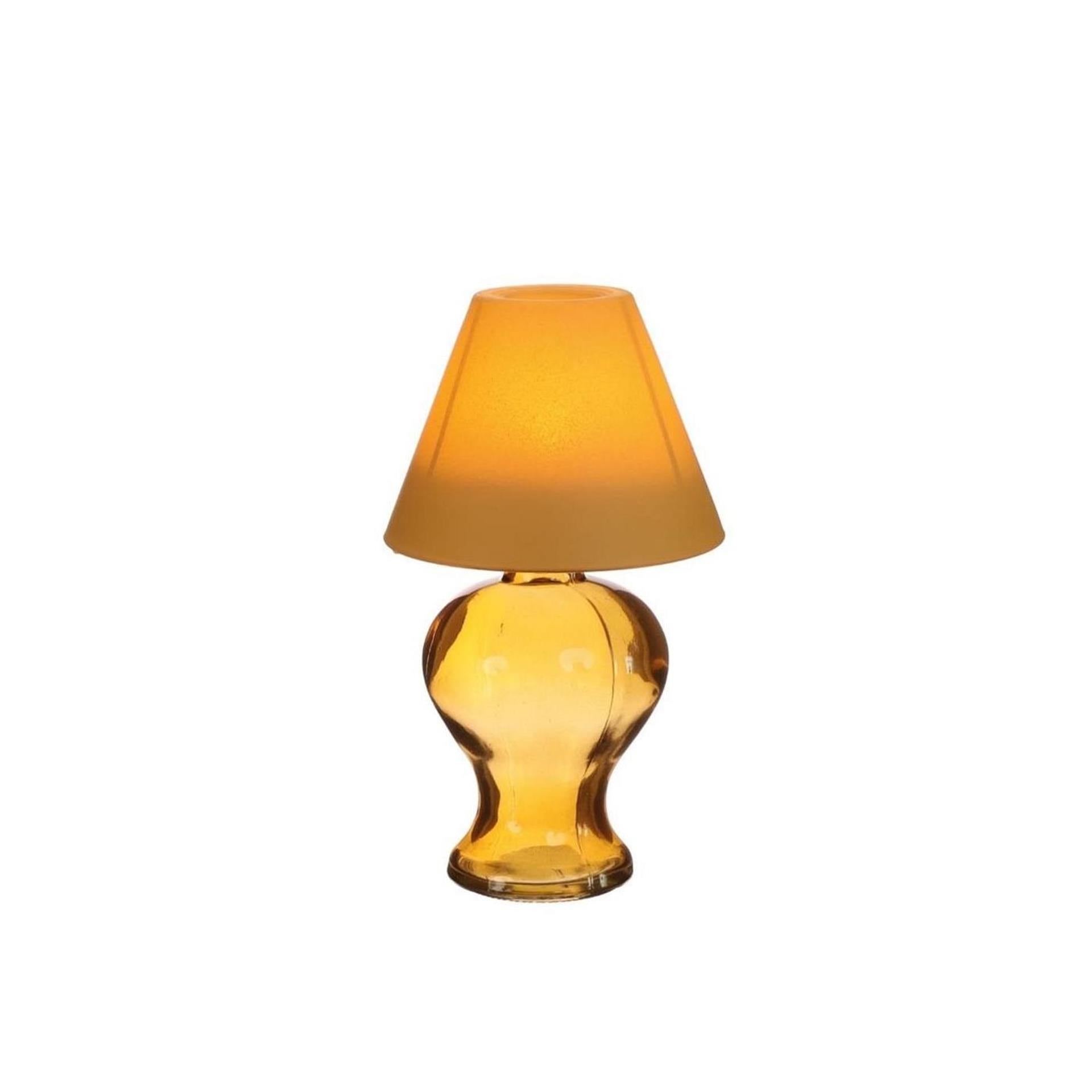 Ideas 4 seasons glazen lamp amber theelichthouder mosterd ø9xh16cm
