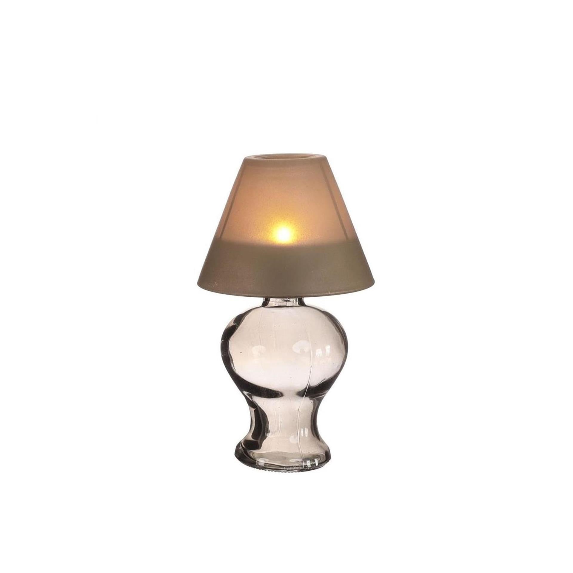 Ideas 4 seasons glazen lamp amber theelichthouder rookgrijs ø9xh16cm