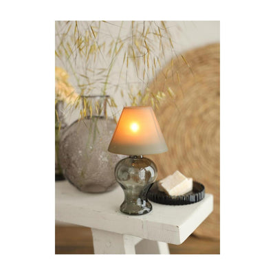 Ideas 4 seasons glazen lamp amber theelichthouder rookgrijs ø9xh16cm