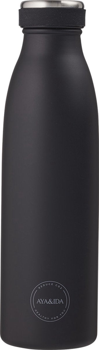 Aya ida - drinking bottle - thermosfles - waterfles - 500ml - matte black