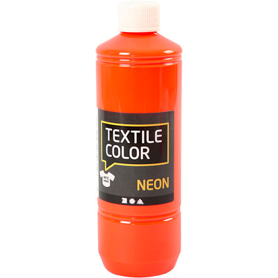 Creativ company textile color semi-dekkende textielverf - neon oranje, 500ml