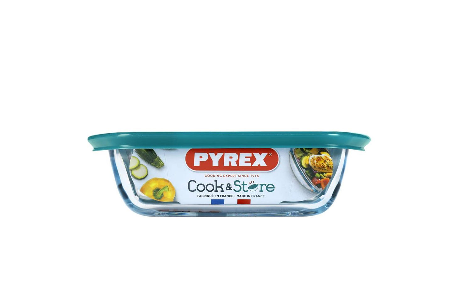 Pyrex cook store vierkante bewaarschaal 25x22x7cm - 2200ml - borosilicate glass