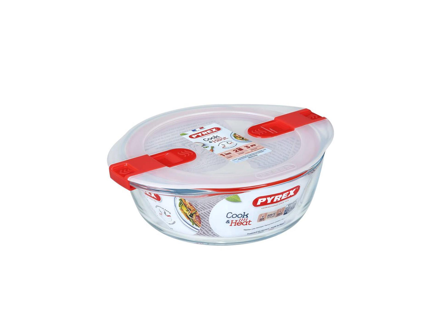 Pyrex cook heat ovenschaal 20x18x7cm 1,1 liter met magnetronbestendig deksel