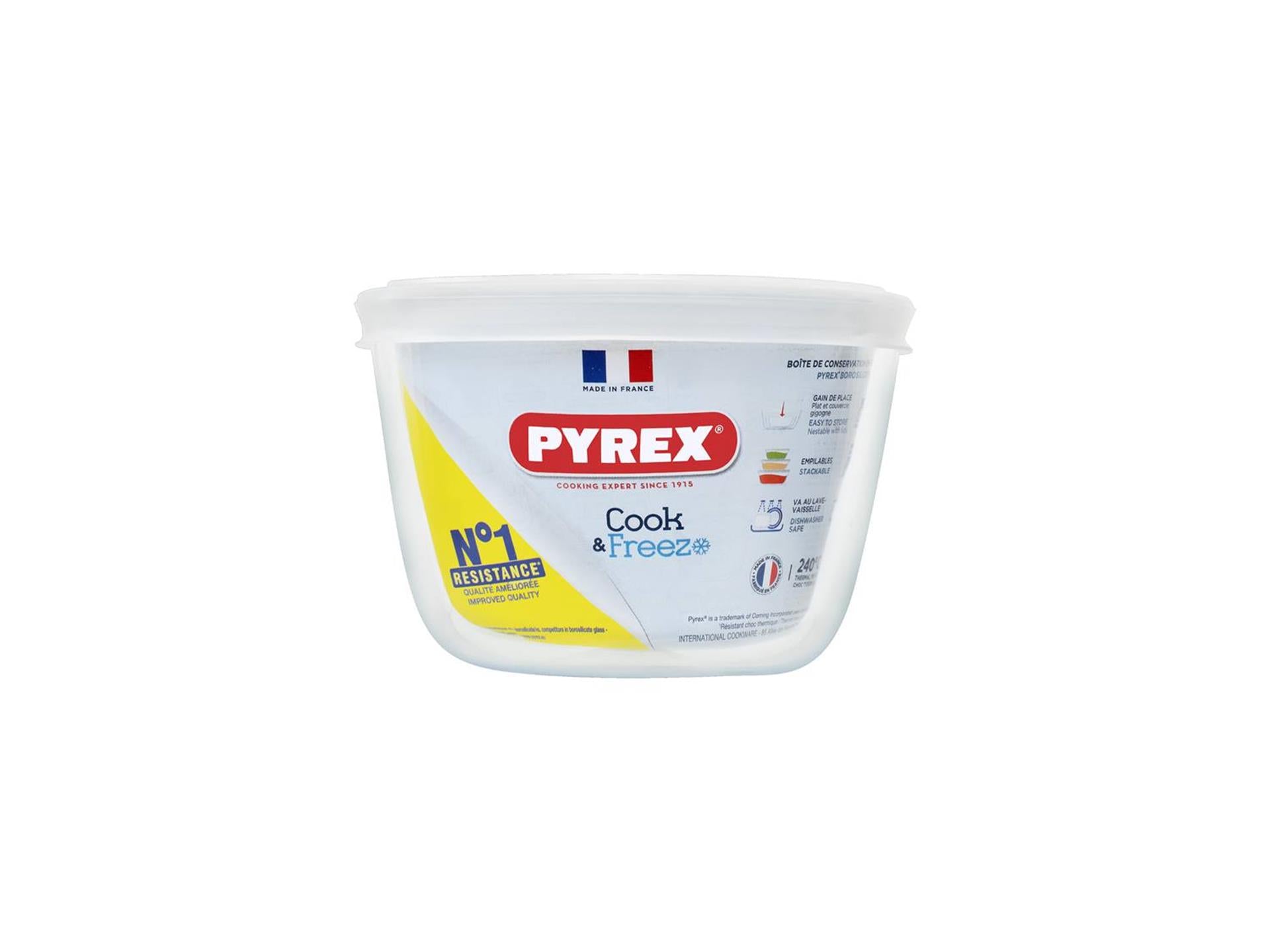 Pyrex schaal met kunststof deksel 0,6l