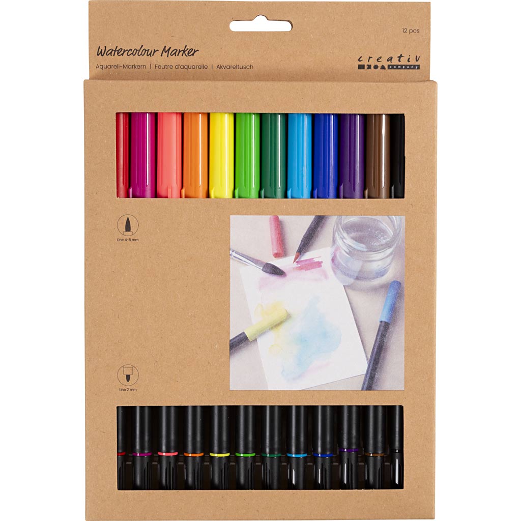 Creative company dubbelzijdige aquarel marker standaard kleuren, 12st.