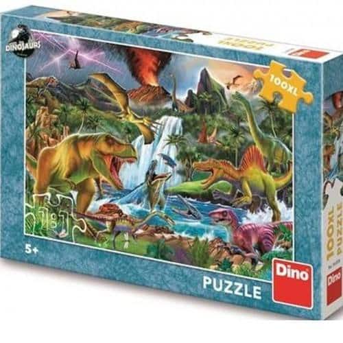 puzzel vechtende dinosauriërs 100 xl stukjes