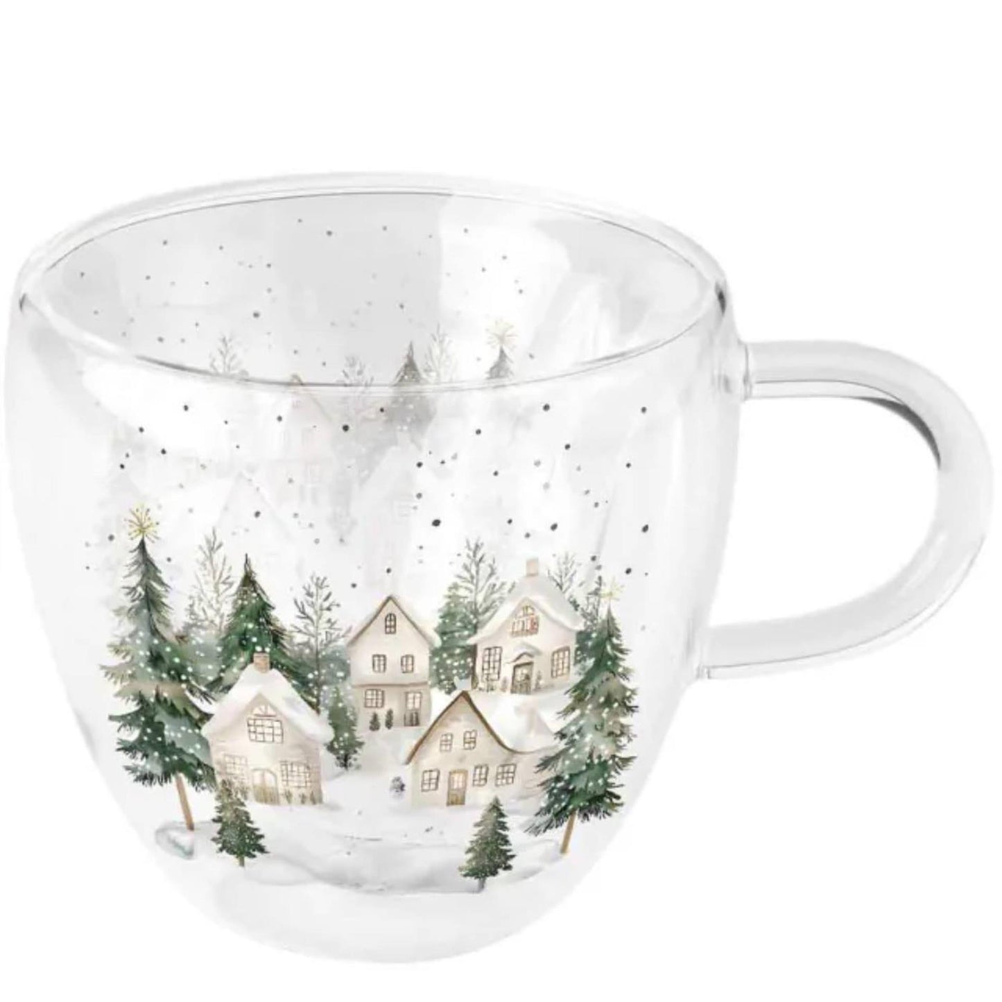 Ambiente dubbelwandig glas snowy houses 200ml dia10x9,5cm