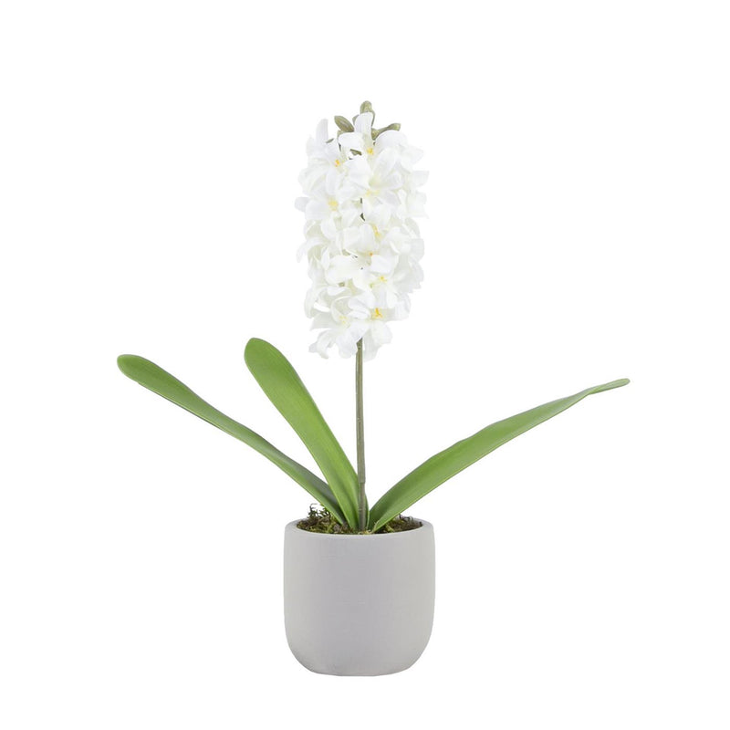 Mansion atmosphere kunstbloem hyacint wit in pot 15xh41cm