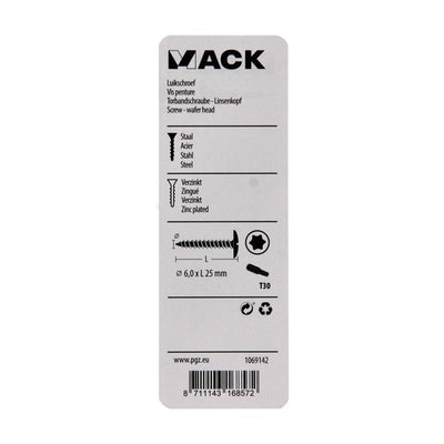 Mack 1069142 - luikschroef blauw verzinkt 6,0 x 25 mm 10st | 5 stuks