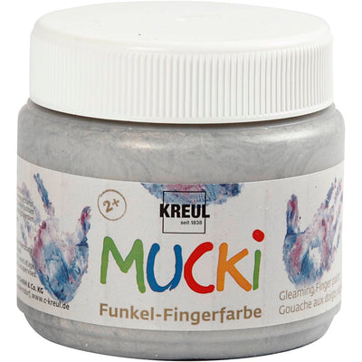 Creativ company mucki vingerverf, zilver metallic, 150 ml 1 doosje