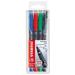 Stabilo ohpen - permanente marker - universal f punt 0,7 mm - etui met 4 kleuren
