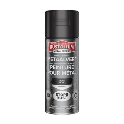 Rust-oleum 1071369 - hamerslag - zwart - 400ml direct op roest - metaalverf | 1 stuks
