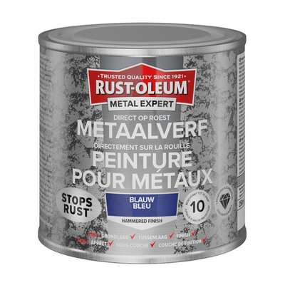Rust-oleum 1071360 - hamerslag - blauw - 250ml direct op roest - metaalverf | 1 stuks