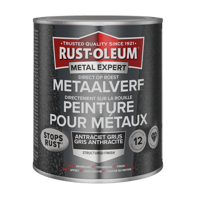Rust-oleum 1071375 - structuur - anthraciet 750ml direct op roest - metaalverf | 1 stuks