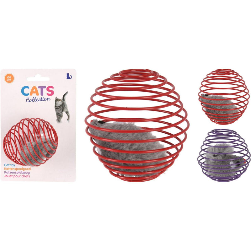 Cats collection kattenspeelgoed bal metaal met muis 6cm